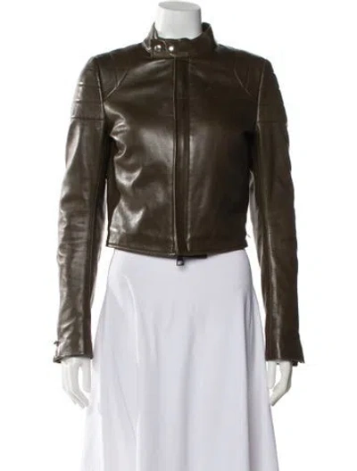 Pre-owned Bottega Veneta Leather Biker Jacket In Black