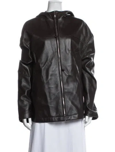 Pre-owned Bottega Veneta Leather Biker Jacket In Black