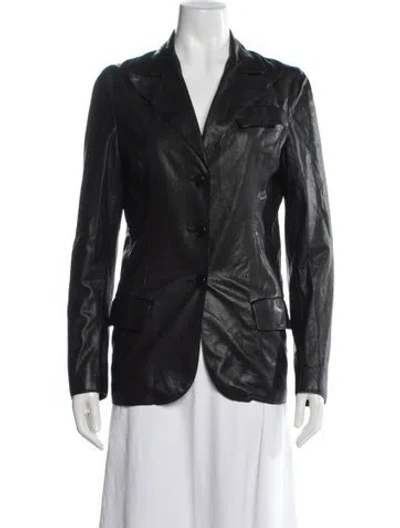 Pre-owned Bottega Veneta Leather Blazer In Black