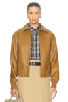 Bottega Veneta Leather Bomber Jacket In Acorn