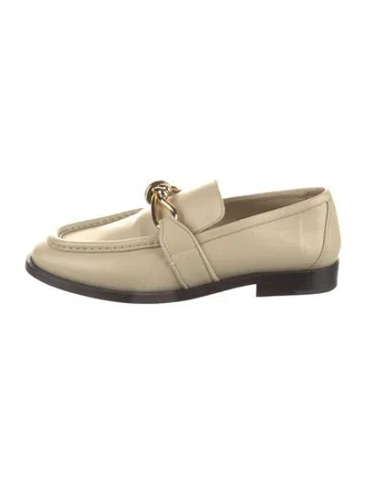 Pre-owned Bottega Veneta Leather Bow Accents Loafers In Neutral