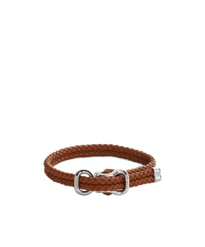 Bottega Veneta Leather Bracelet In Brown