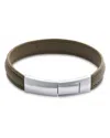 Bottega Veneta Leather Bracelet In Grey/green