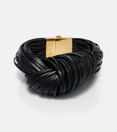 Bottega Veneta Leather Bracelet In Metallic