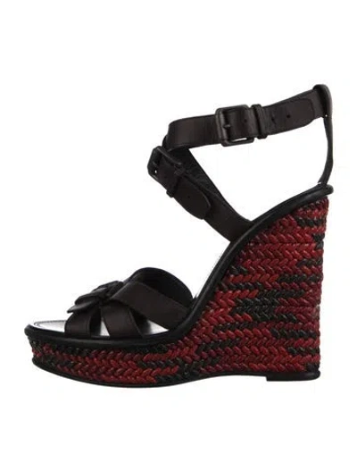 Pre-owned Bottega Veneta Leather Braided Accents Espadrilles In Black