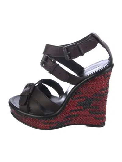 Pre-owned Bottega Veneta Leather Braided Accents Espadrilles In Brown