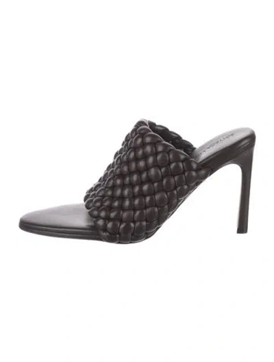 Pre-owned Bottega Veneta Leather Braided Accents Mules In Brown