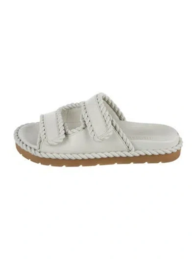 Pre-owned Bottega Veneta Leather Braided Accents Slides In White