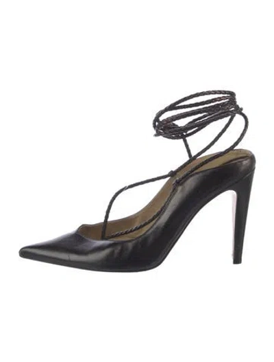 Pre-owned Bottega Veneta Leather Braided Accents Slingback Pumps In Black