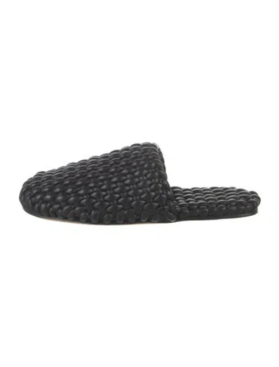 Pre-owned Bottega Veneta Leather Braided Accents Slippers In Black