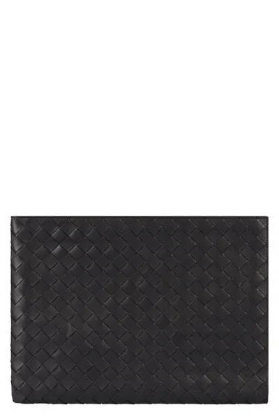 Bottega Veneta Intrecciato Piccolo Leather Zip-around Wallet In Black