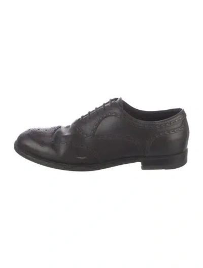 Pre-owned Bottega Veneta Leather Brogues In Black