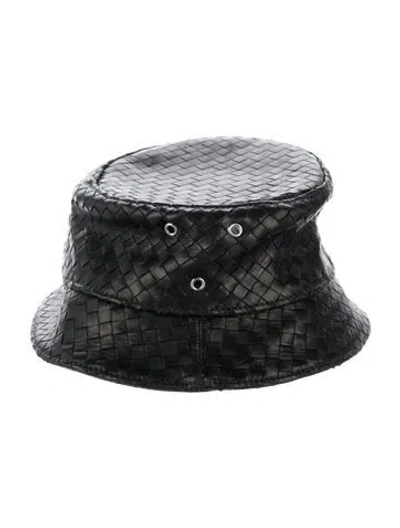 Pre-owned Bottega Veneta Leather Bucket Hat In Black