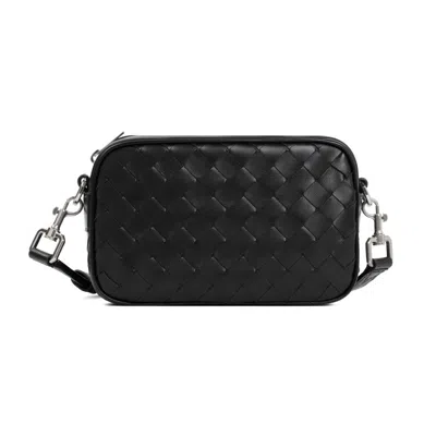 Bottega Veneta Leather Camera Mini Shoulder Bag In Black