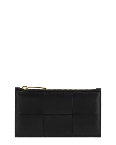 Bottega Veneta Women Lambskin Leather Card Holder In Black
