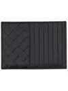 Bottega Veneta Leather Card Holder In Black