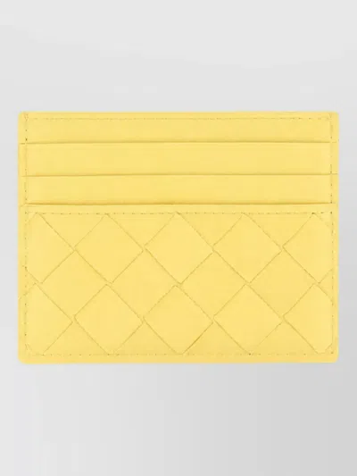 Bottega Veneta Leather Card Holder In Yellow