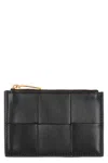 Bottega Veneta Leather Card Holder In Black