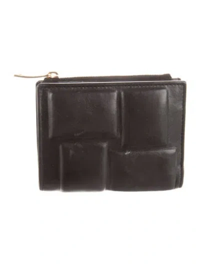 Pre-owned Bottega Veneta Leather Card Holder In Black