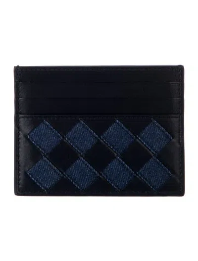Pre-owned Bottega Veneta Leather Card Holder In Blue