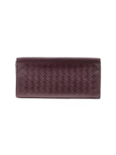 Pre-owned Bottega Veneta Leather Card Holder In Burgundy