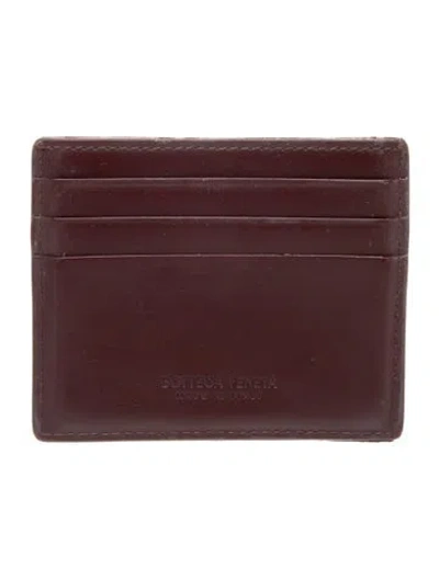 Pre-owned Bottega Veneta Leather Card Holder In Burgundy