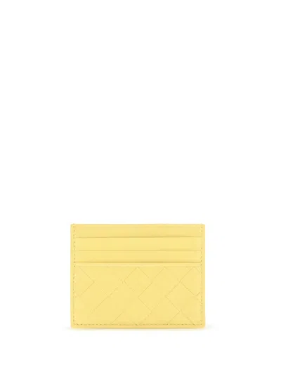Bottega Veneta Leather Card Holder In Yellow