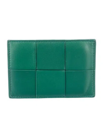 Pre-owned Bottega Veneta Leather Card Holder In Green