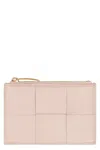Bottega Veneta Leather Card Holder In Pink