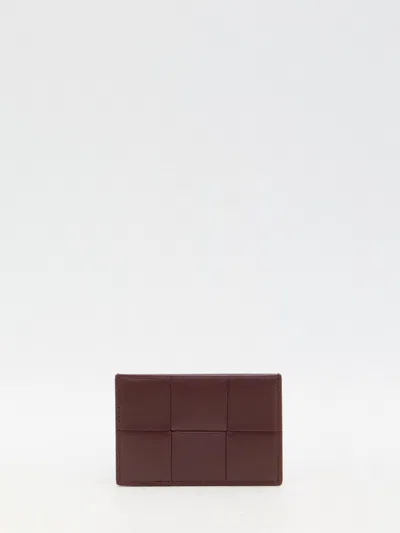 Bottega Veneta Leather Cardholder In Burgundy