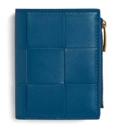 Bottega Veneta Leather Cassette Bifold Wallet In Blue