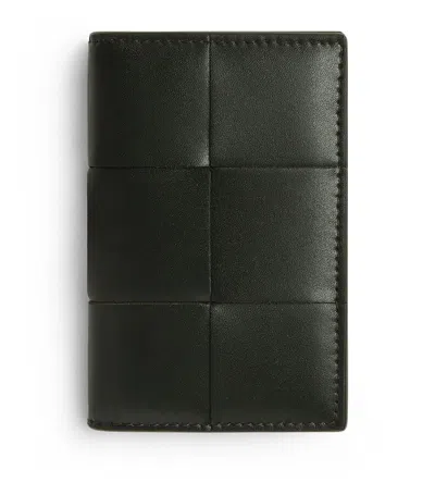Bottega Veneta Leather Cassette Flap Wallet In Green