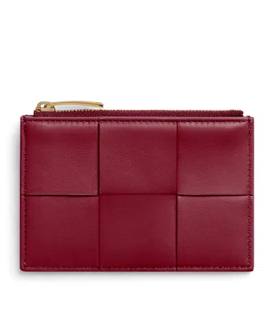 Bottega Veneta Leather Cassette Zipped Card Holder In Red