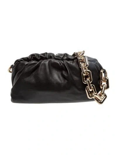 Pre-owned Bottega Veneta Leather Chain Pouch In Black