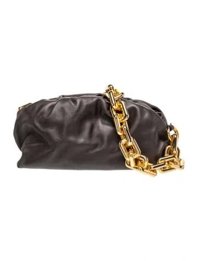 Pre-owned Bottega Veneta Leather Chain Pouch In Black