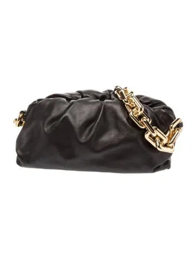 Pre-owned Bottega Veneta Leather Chain Pouch In Black