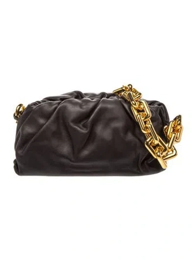 Pre-owned Bottega Veneta Leather Chain Pouch In Black