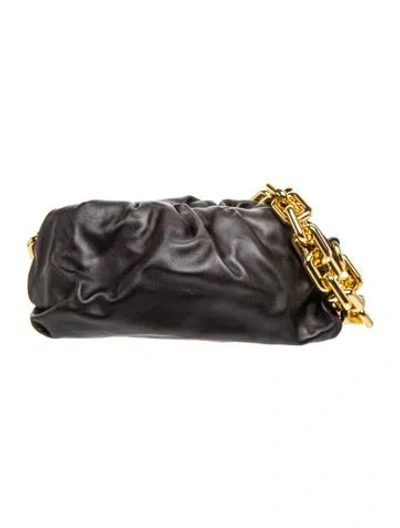 Pre-owned Bottega Veneta Leather Chain Pouch W/ Tags In Black/gold