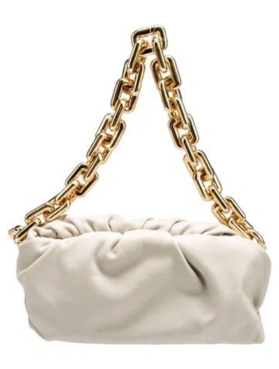 Pre-owned Bottega Veneta Leather Chain Pouch In White