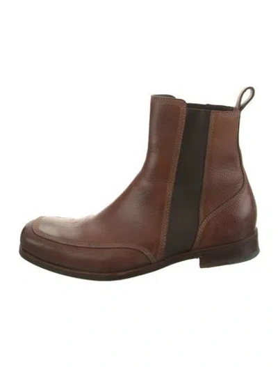 Pre-owned Bottega Veneta Leather Chelsea Boots In Brown
