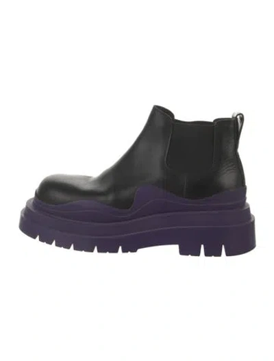 Pre-owned Bottega Veneta Leather Chelsea Boots In Purple