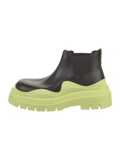 Pre-owned Bottega Veneta Leather Chelsea Boots W/ Tags In Black/yellow