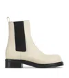 Bottega Veneta Women's Ivory Leather Cliff Ankle Boots In White