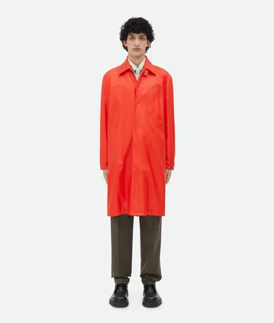 Bottega Veneta Leather Coat In Bright Orange