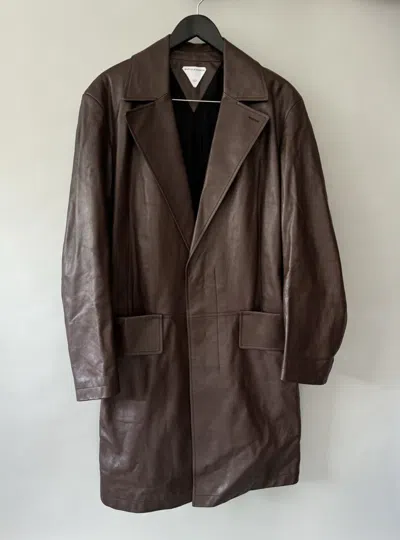 Pre-owned Bottega Veneta Leather Coat In Brown