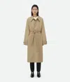 Bottega Veneta Leather Coat In Beige