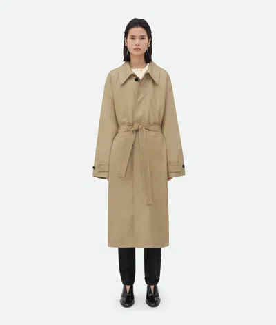 Bottega Veneta Leather Coat In Beige