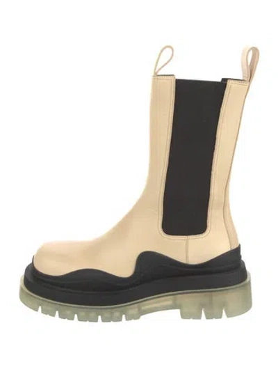 Pre-owned Bottega Veneta Leather Colorblock Pattern Chelsea Boots In Neutral