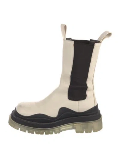 Pre-owned Bottega Veneta Leather Colorblock Pattern Chelsea Boots In Neutral