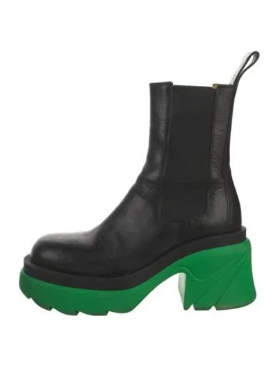 Pre-owned Bottega Veneta Leather Combat Boots In Black